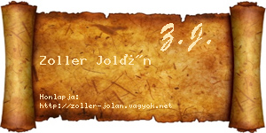 Zoller Jolán névjegykártya